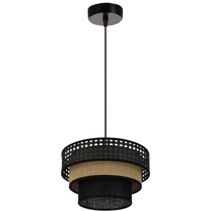 Brilagi - Luster na lanku DAKOTA LUNETA 1xE27/15W/230V pr. 25 cm čierna/ratan