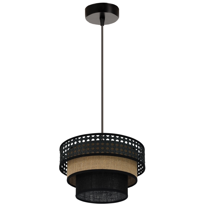 Brilagi - Luster na lanku DAKOTA LUNETA 1xE27/15W/230V pr. 25 cm čierna/ratan