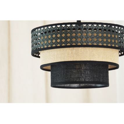 Brilagi - Luster na lanku DAKOTA LUNETA 1xE27/15W/230V pr. 25 cm čierna/ratan