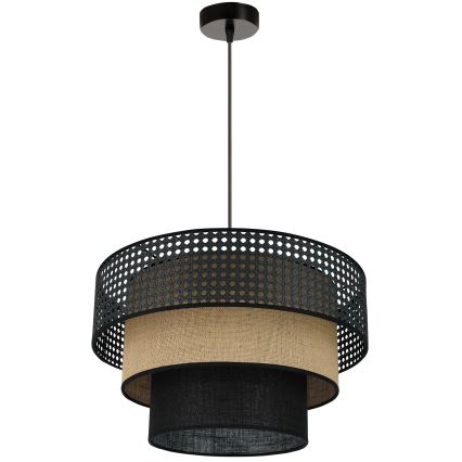 Brilagi - Luster na lanku DAKOTA LUNETA 1xE27/15W/230V pr. 45 cm čierna/ratan