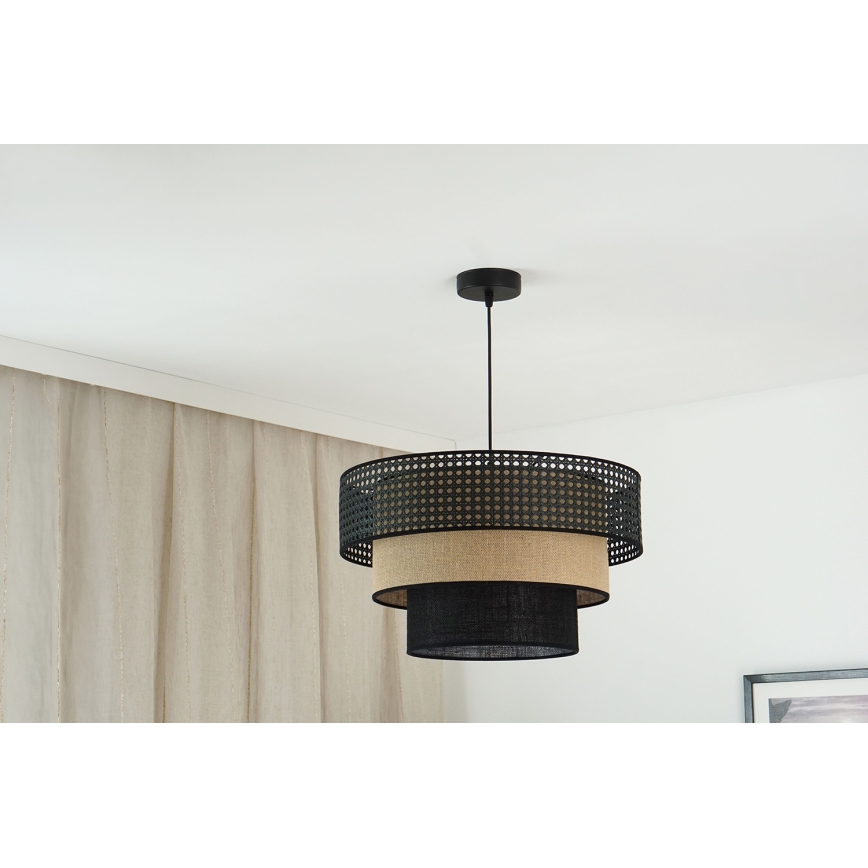 Brilagi - Luster na lanku DAKOTA LUNETA 1xE27/15W/230V pr. 45 cm čierna/ratan