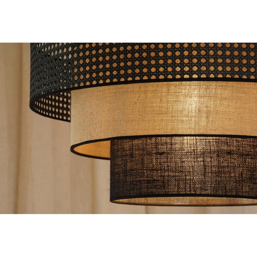 Brilagi - Luster na lanku DAKOTA LUNETA 1xE27/15W/230V pr. 45 cm čierna/ratan