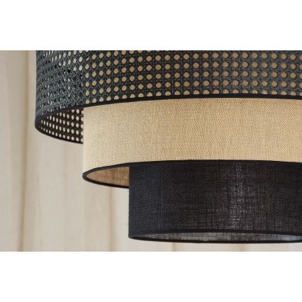 Brilagi - Luster na lanku DAKOTA LUNETA 1xE27/15W/230V pr. 45 cm čierna/ratan