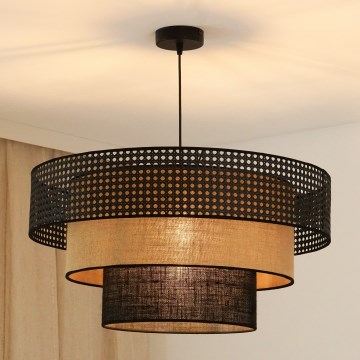 Brilagi - Luster na lanku DAKOTA LUNETA 1xE27/15W/230V pr. 60 cm čierna/ratan