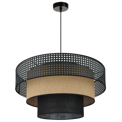 Brilagi - Luster na lanku DAKOTA LUNETA 1xE27/15W/230V pr. 60 cm čierna/ratan