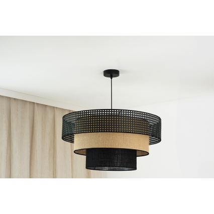 Brilagi - Luster na lanku DAKOTA LUNETA 1xE27/15W/230V pr. 60 cm čierna/ratan