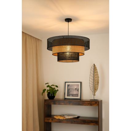 Brilagi - Luster na lanku DAKOTA LUNETA 1xE27/15W/230V pr. 60 cm čierna/ratan