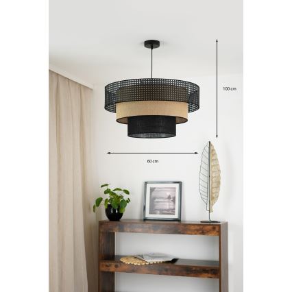 Brilagi - Luster na lanku DAKOTA LUNETA 1xE27/15W/230V pr. 60 cm čierna/ratan