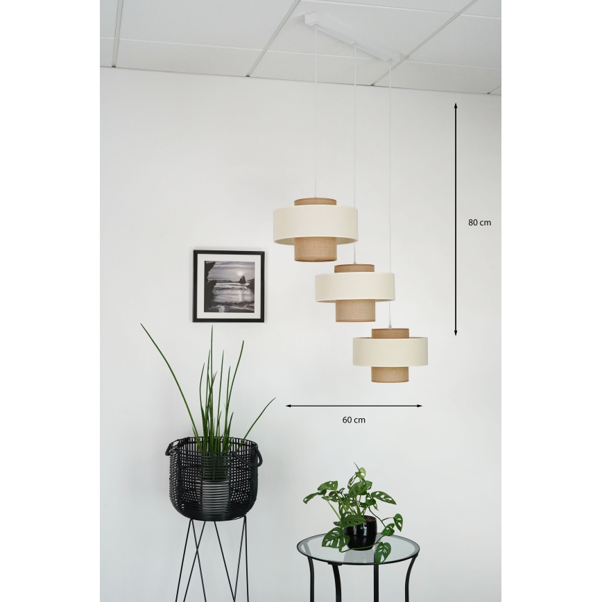 Brilagi - Luster na lanku DALLAS 3xE27/15W/230V hnedá/krémová/biela