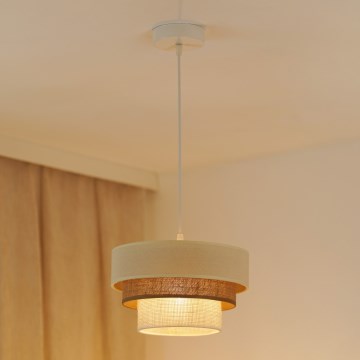 Brilagi - Luster na lanku DENVER LUNETA 1xE27/15W/230V pr. 25 cm béžová/hnedá/krémová