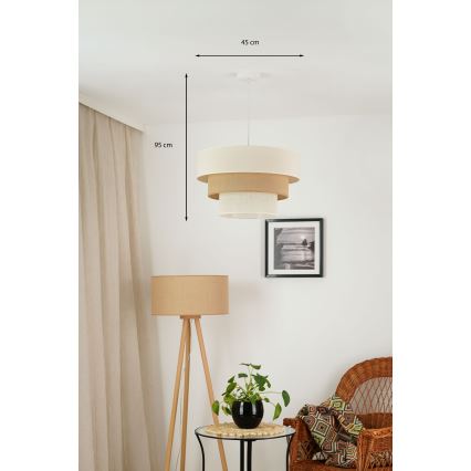 Brilagi - Luster na lanku DENVER LUNETA 1xE27/15W/230V pr. 45 cm béžová/hnedá/krémová