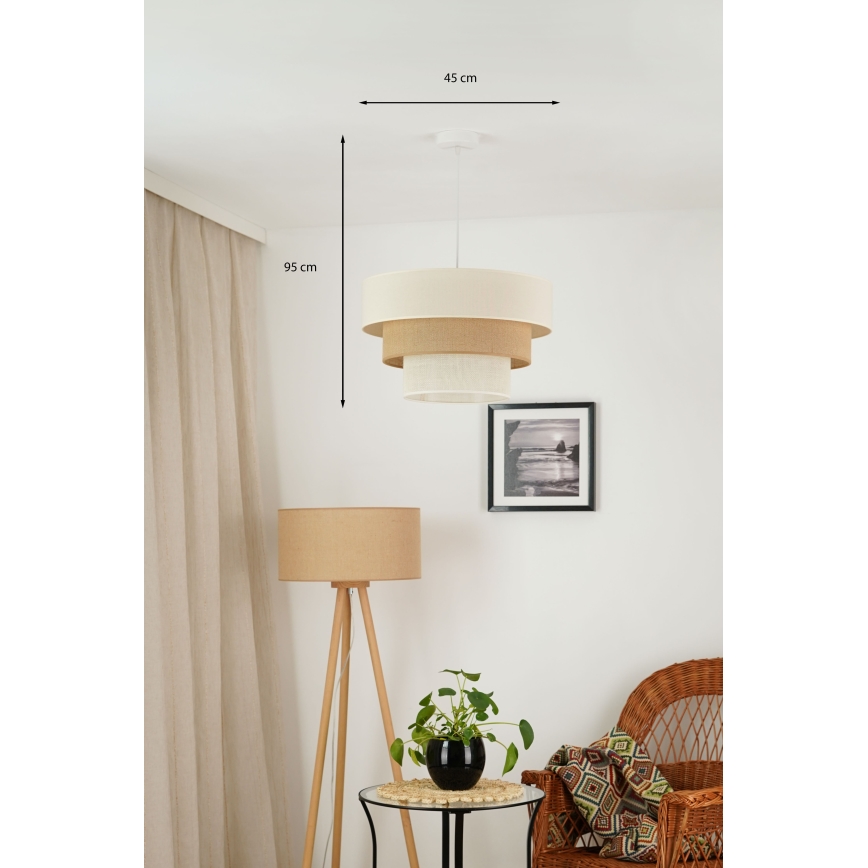 Brilagi - Luster na lanku DENVER LUNETA 1xE27/15W/230V pr. 45 cm béžová/hnedá/krémová