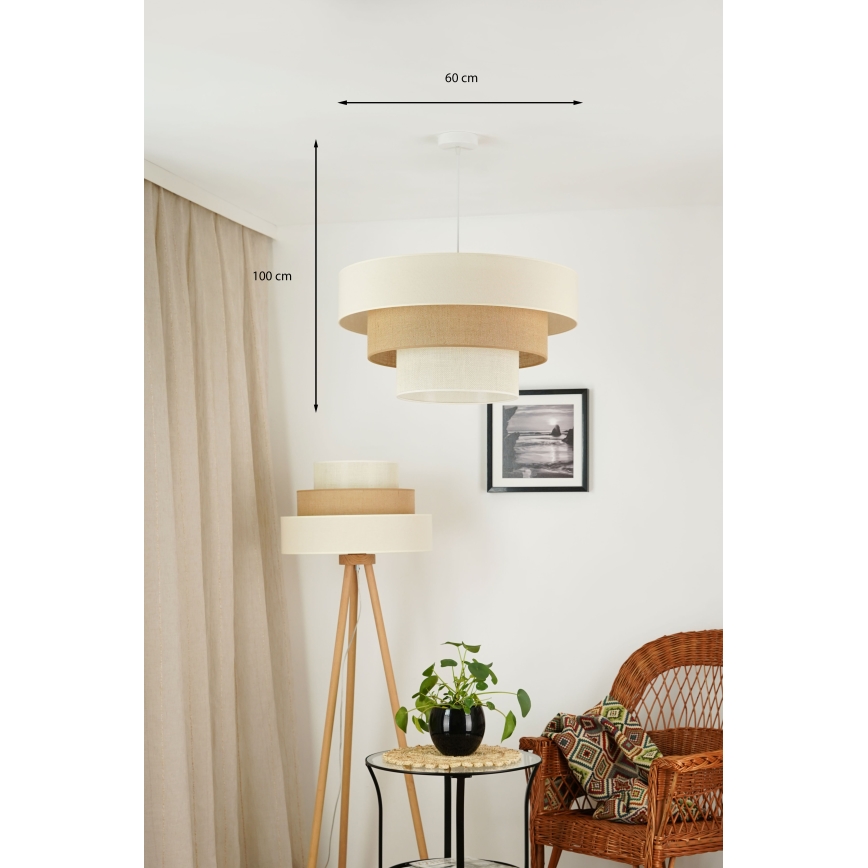 Brilagi - Luster na lanku DENVER LUNETA 1xE27/15W/230V pr. 60 cm béžová/hnedá/krémová