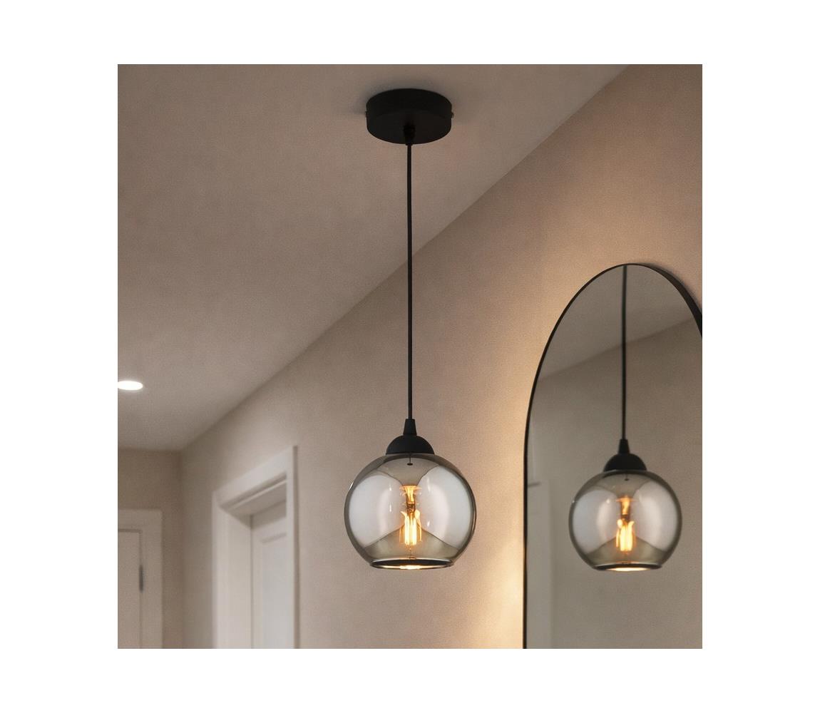 Brilagi - Luster na lanku DIOR 1xE27/60W/230V čierna/dymovošedá 59-002B
