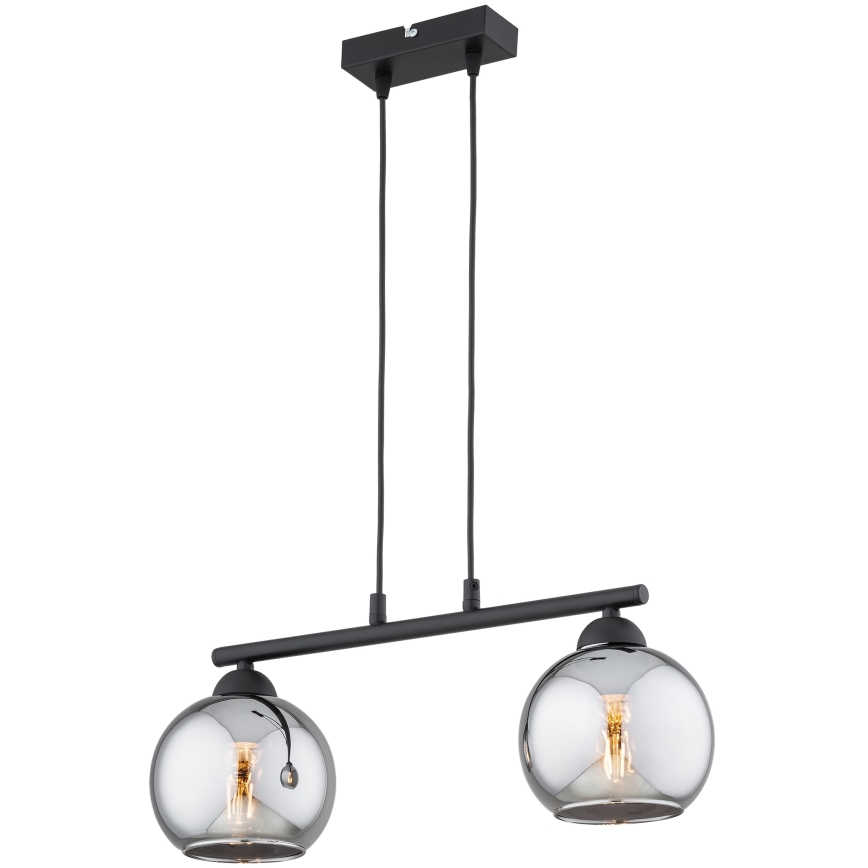 Brilagi - Luster na lanku DIOR 2xE27/60W/230V čierna/dymová sivá