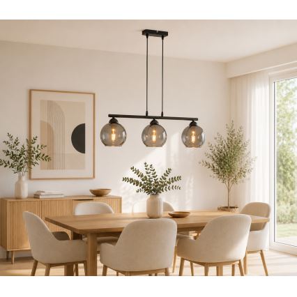 Brilagi - Luster na lanku DIOR 3xE27/60W/230V čierna/dymová šedá