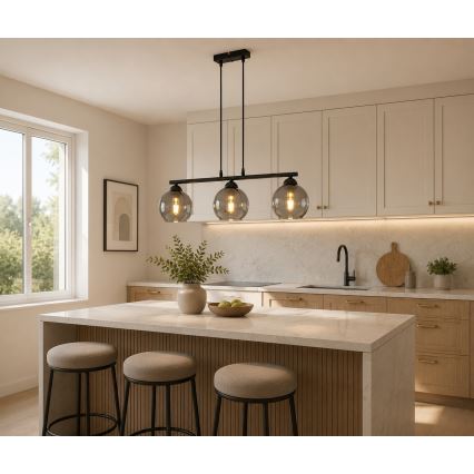 Brilagi - Luster na lanku DIOR 3xE27/60W/230V čierna/dymová šedá