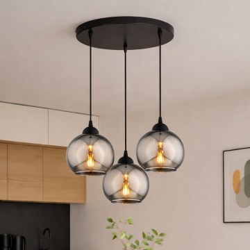 Brilagi - Luster na lanku DIOR 3xE27/60W/230V čierna/dymová sivá