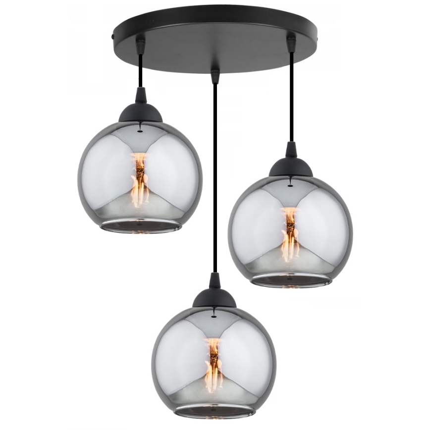 Brilagi - Luster na lanku DIOR 3xE27/60W/230V čierna/dymová sivá