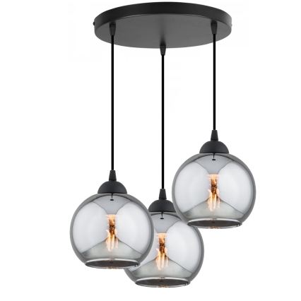 Brilagi - Luster na lanku DIOR 3xE27/60W/230V čierna/dymová sivá