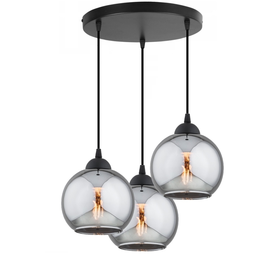 Brilagi - Luster na lanku DIOR 3xE27/60W/230V čierna/dymová sivá