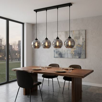 Brilagi - Luster na lanku DIOR 4xE27/60W/230V čierna/dymová sivá