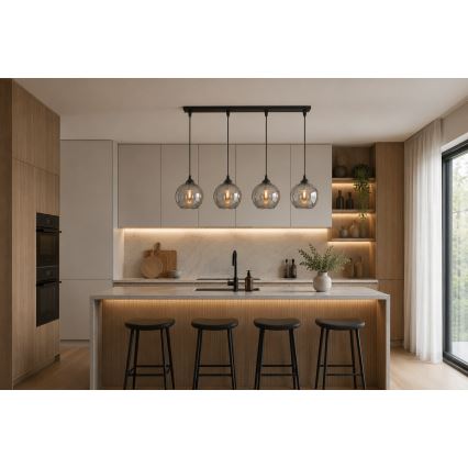 Brilagi - Luster na lanku DIOR 4xE27/60W/230V čierna/dymová sivá