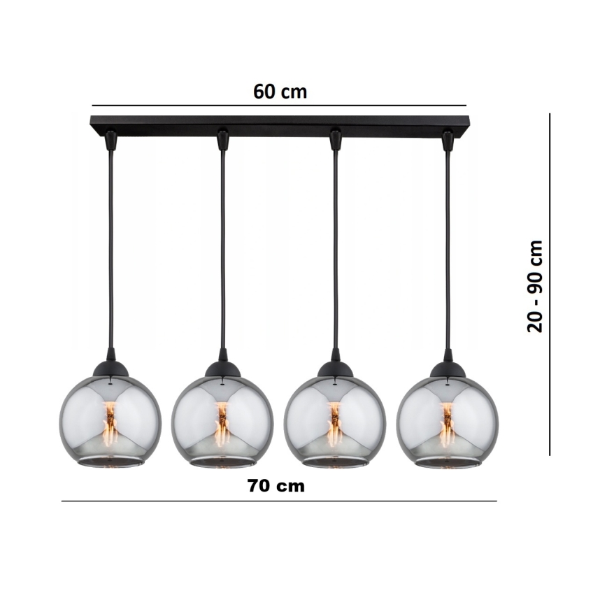Brilagi - Luster na lanku DIOR 4xE27/60W/230V čierna/dymová sivá
