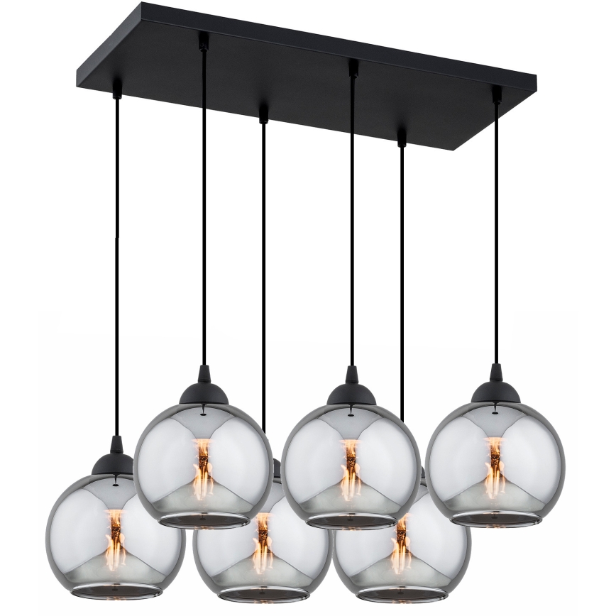 Brilagi - Luster na lanku DIOR 6xE27/60W/230V čierna/dymová sivá