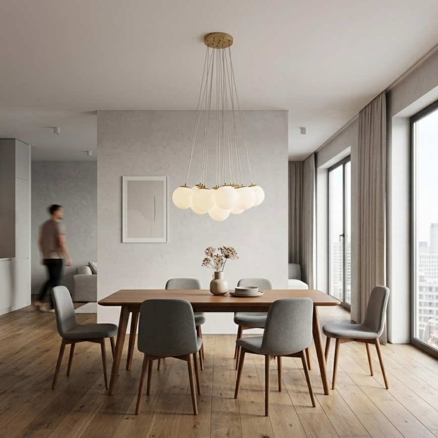 Brilagi - Luster na lanku GLOBE 15xE14/15W/230V biely