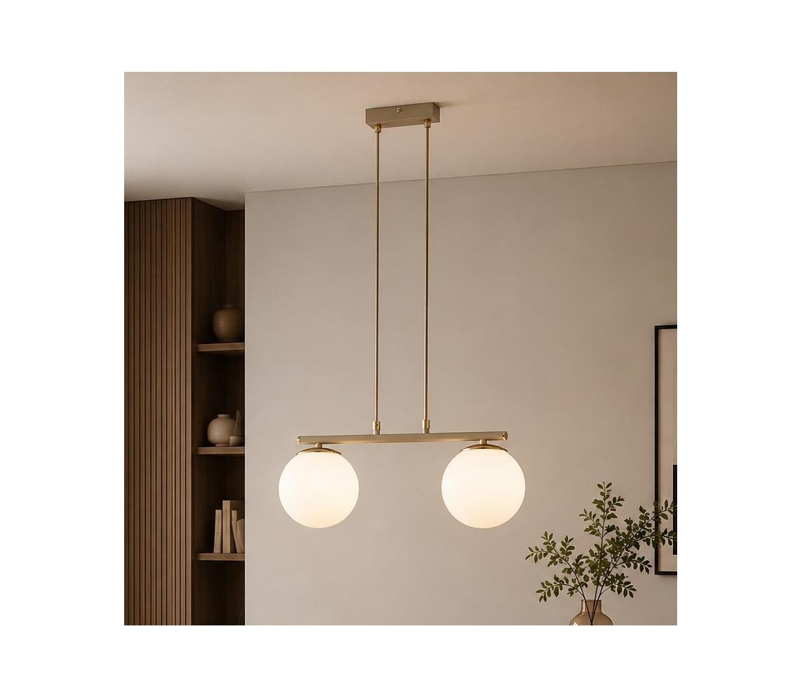 Brilagi - Luster na lanku MILO 2xE27/60W/230V béžová/zlatá 75-007B