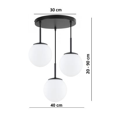 Brilagi - Luster na lanku MILO 3xE27/60W/230V čierny