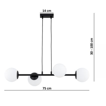 Brilagi - Luster na lanku MILO 4xE27/60W/230V čierna