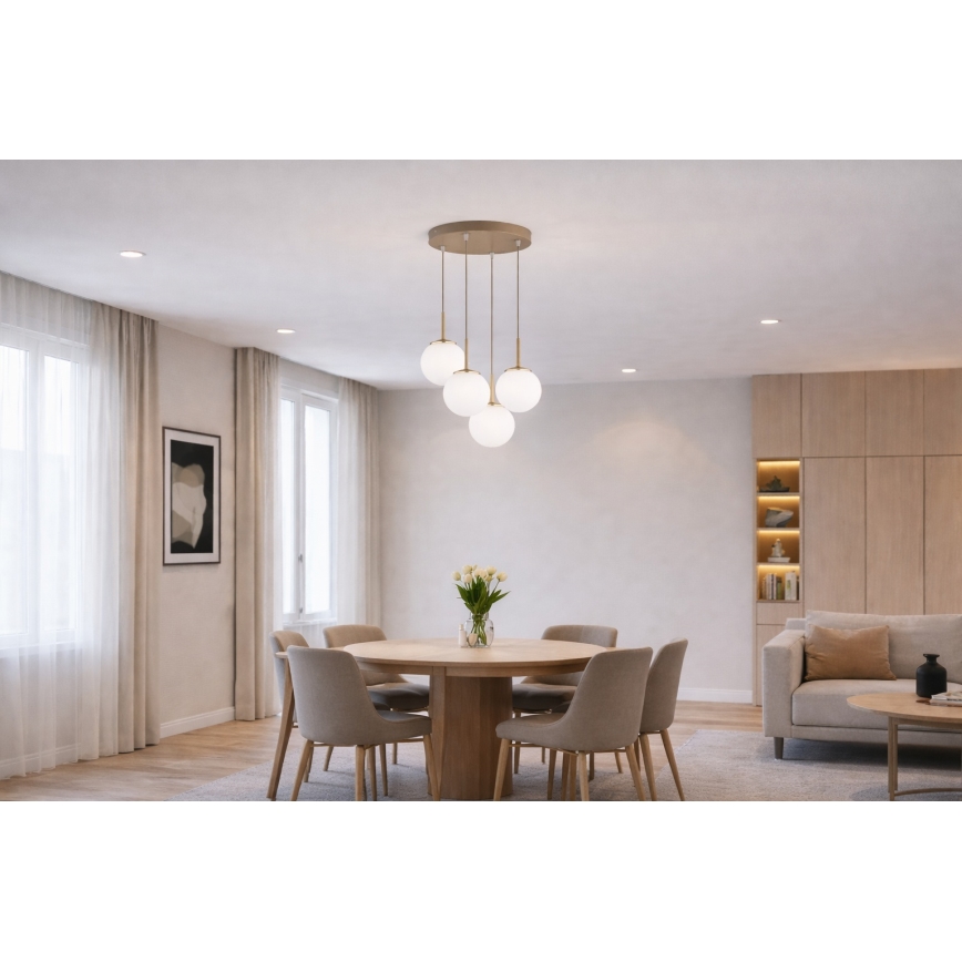 Brilagi - Luster na lanku MILO ECRU 4xE27/60W/230V béžová/zlatá
