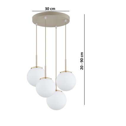 Brilagi - Luster na lanku MILO ECRU 4xE27/60W/230V béžová/zlatá