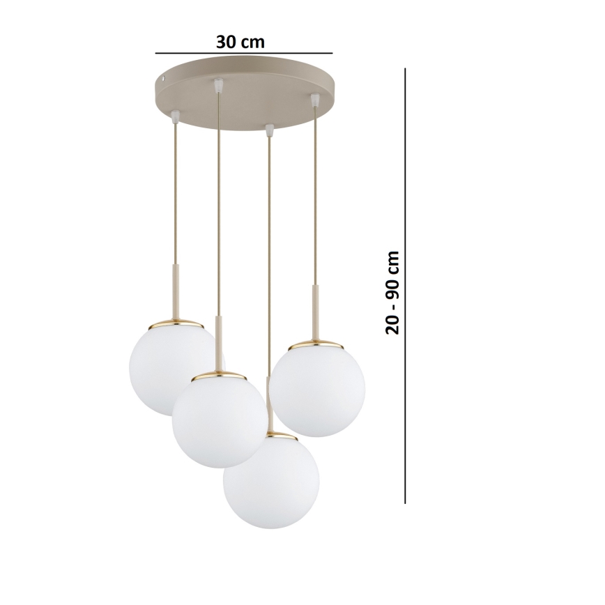 Brilagi - Luster na lanku MILO ECRU 4xE27/60W/230V béžová/zlatá