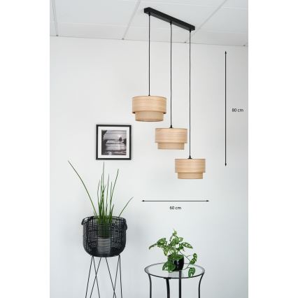 Brilagi - Luster na lanku MONTANA BOHO 3xE27/15W/230V hnedá/čierna