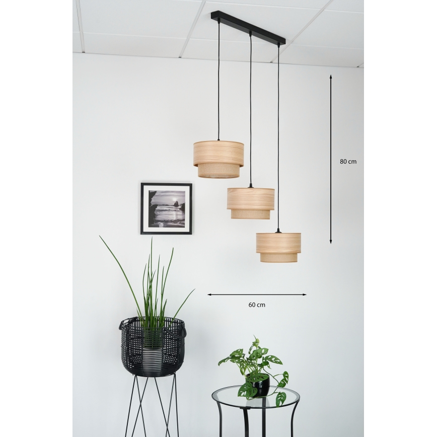 Brilagi - Luster na lanku MONTANA BOHO 3xE27/15W/230V hnedá/čierna