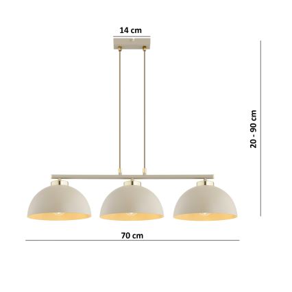 Brilagi - Luster na lanku MOON 3xE27/60W/230V béžová/zlatá