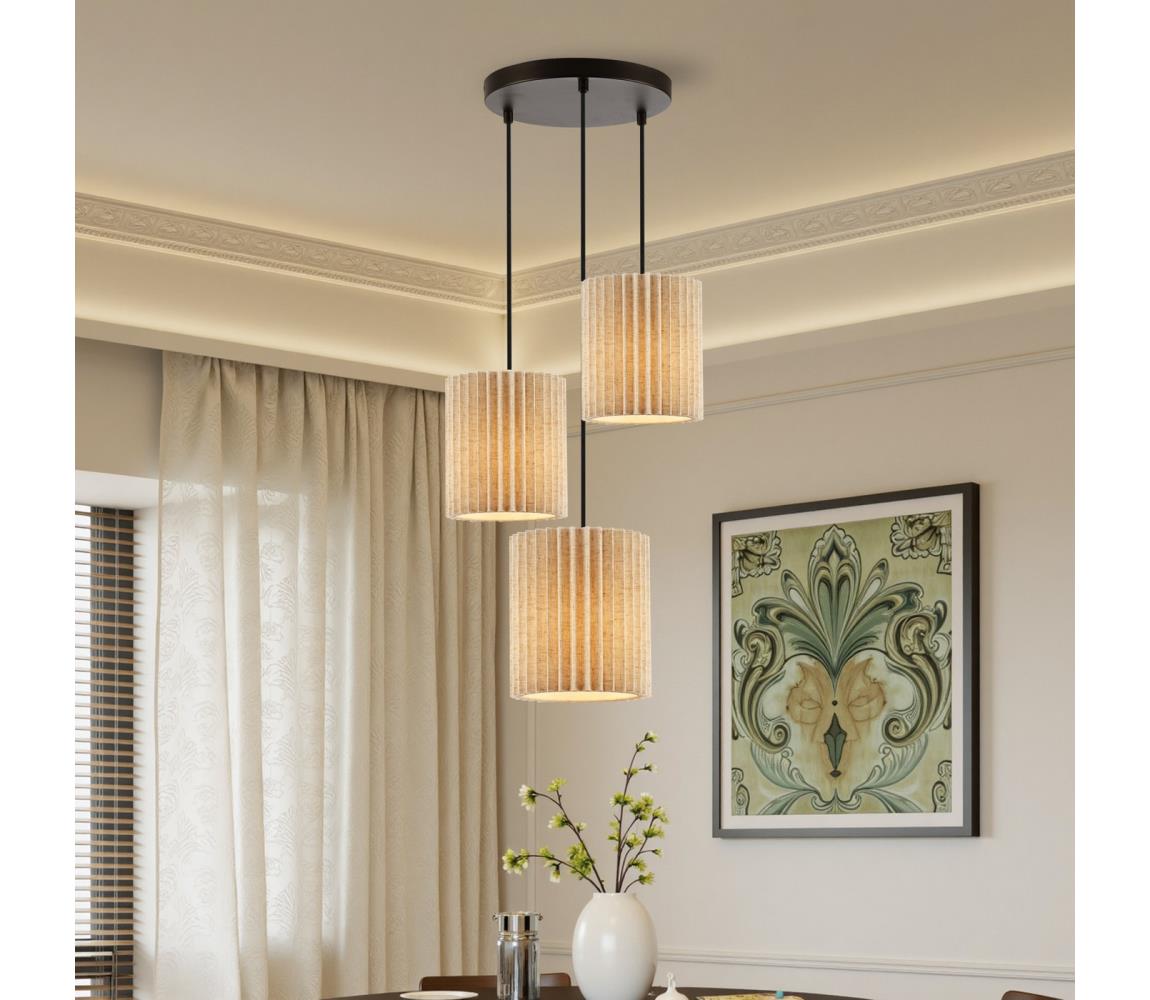 Brilagi - Luster na lanku NORDIC WAVE 3xE27/15W/230V pr. 38 cm ľan/čierna BRI390
