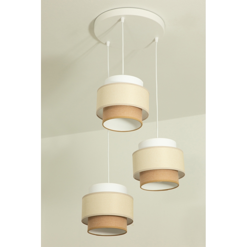 Brilagi - Luster na lanku RESNA 3xE27/60W/230V priemer 45 cm krémový/béžový