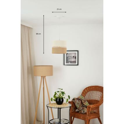 Brilagi - Luster na lanku ROYAL YUTE 1xE27/15W/230V pr. 25 cm béžová/krémová