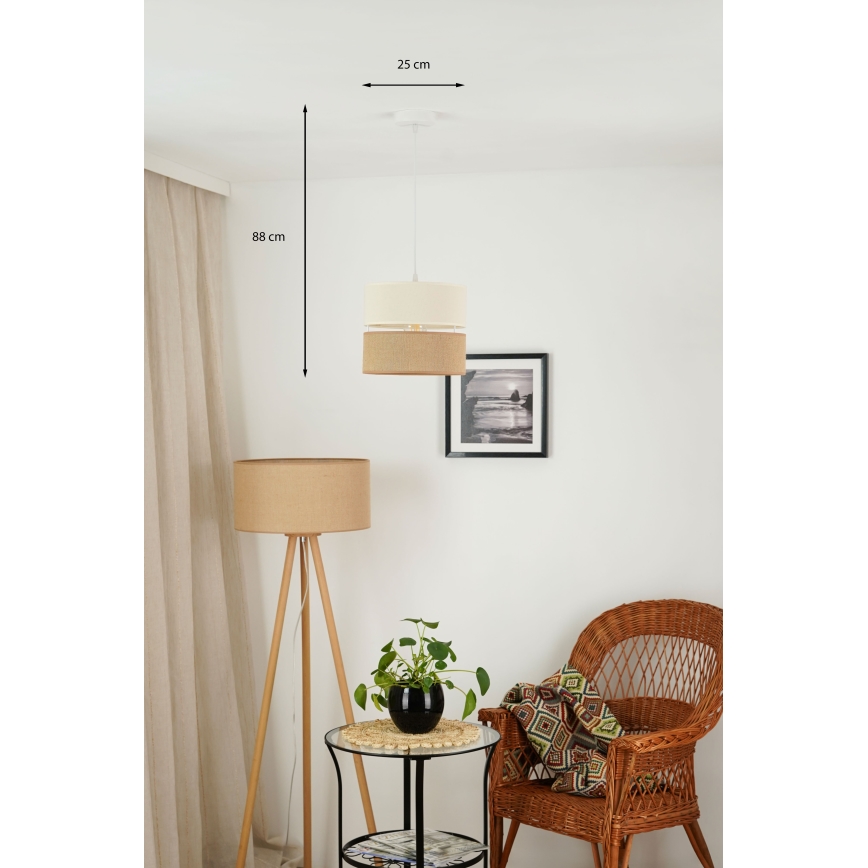 Brilagi - Luster na lanku ROYAL YUTE 1xE27/15W/230V pr. 25 cm béžová/krémová