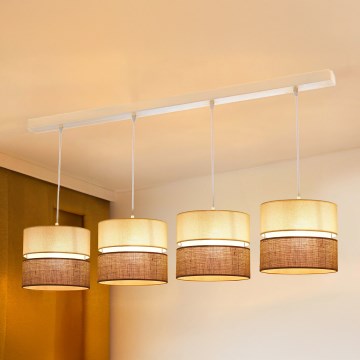 Brilagi - Luster na lanku ROYAL YUTE 4xE27/15W/230V béžová/krémová/biela