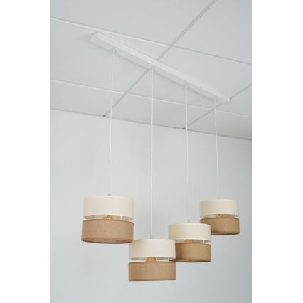 Brilagi - Luster na lanku ROYAL YUTE 4xE27/15W/230V béžová/krémová/biela