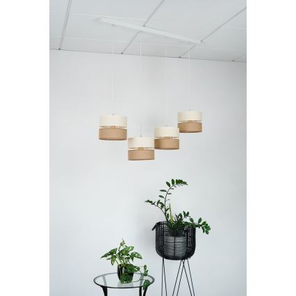 Brilagi - Luster na lanku ROYAL YUTE 4xE27/15W/230V béžová/krémová/biela