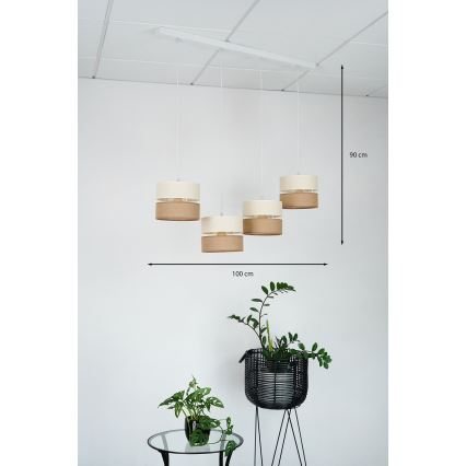 Brilagi - Luster na lanku ROYAL YUTE 4xE27/15W/230V béžová/krémová/biela