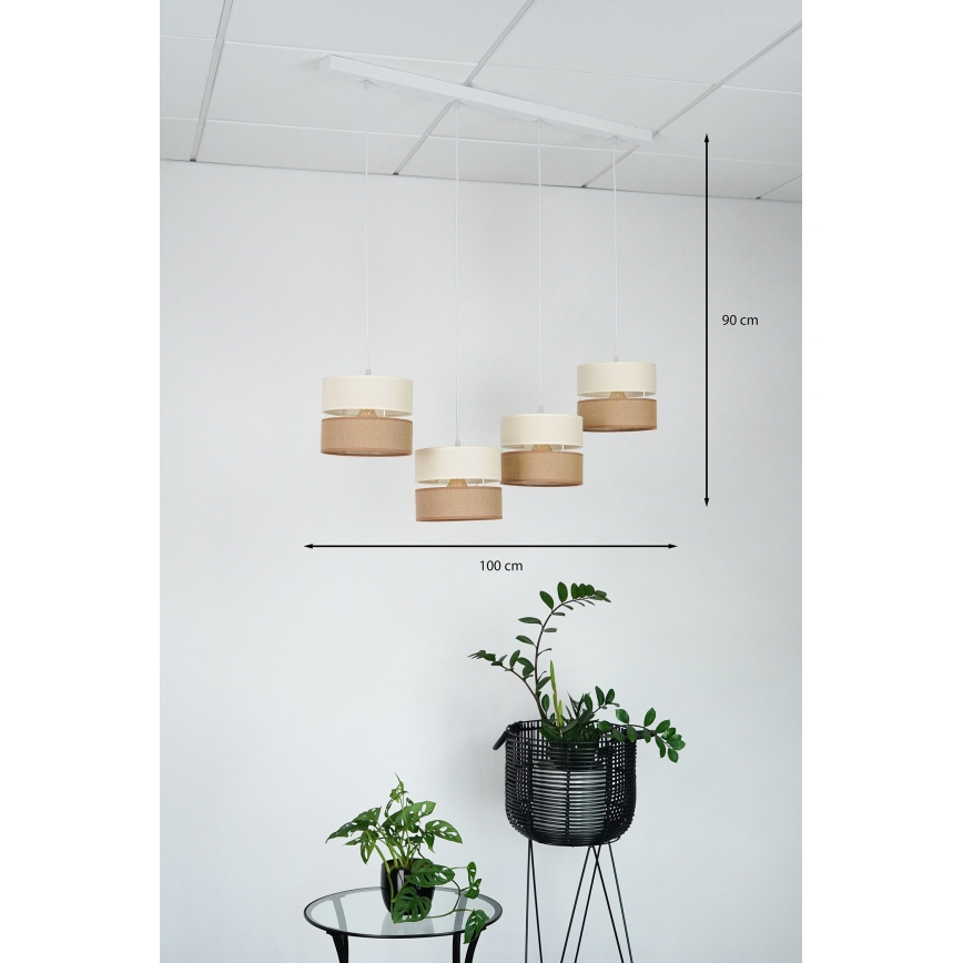 Brilagi - Luster na lanku ROYAL YUTE 4xE27/15W/230V béžová/krémová/biela