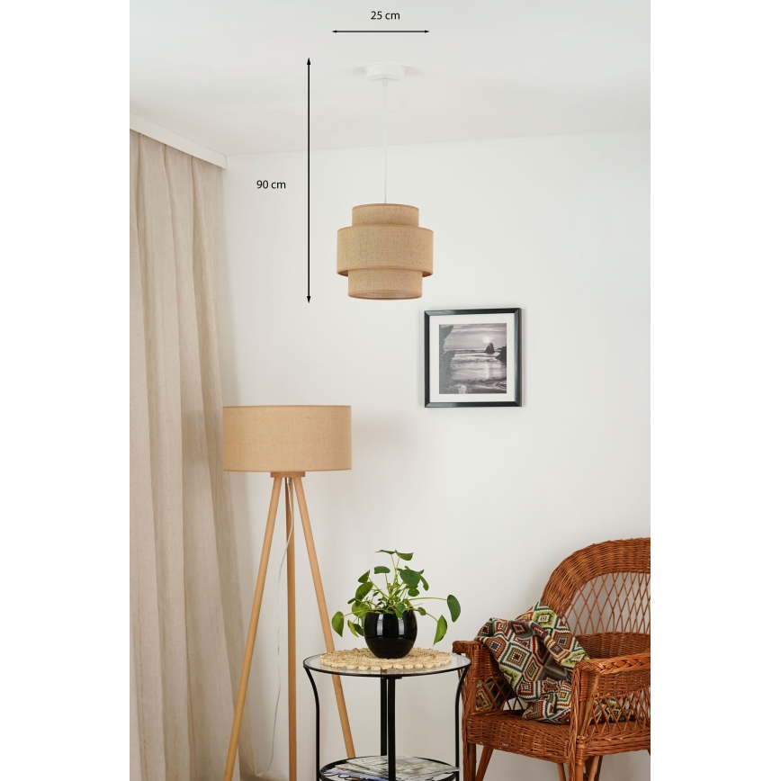 Brilagi - Luster na lanku SPACE YUTE 1xE27/15W/230V pr. 25 cm béžová/biela