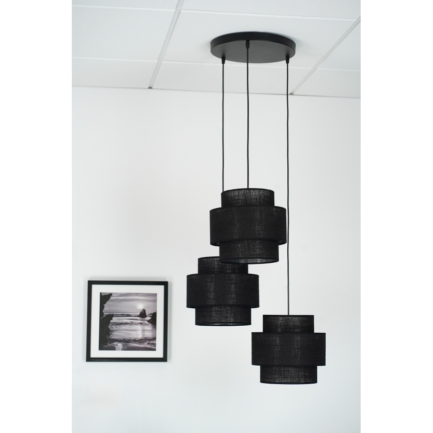 Brilagi - Luster na lanku SPACE YUTE 3xE27/15W/230V čierna